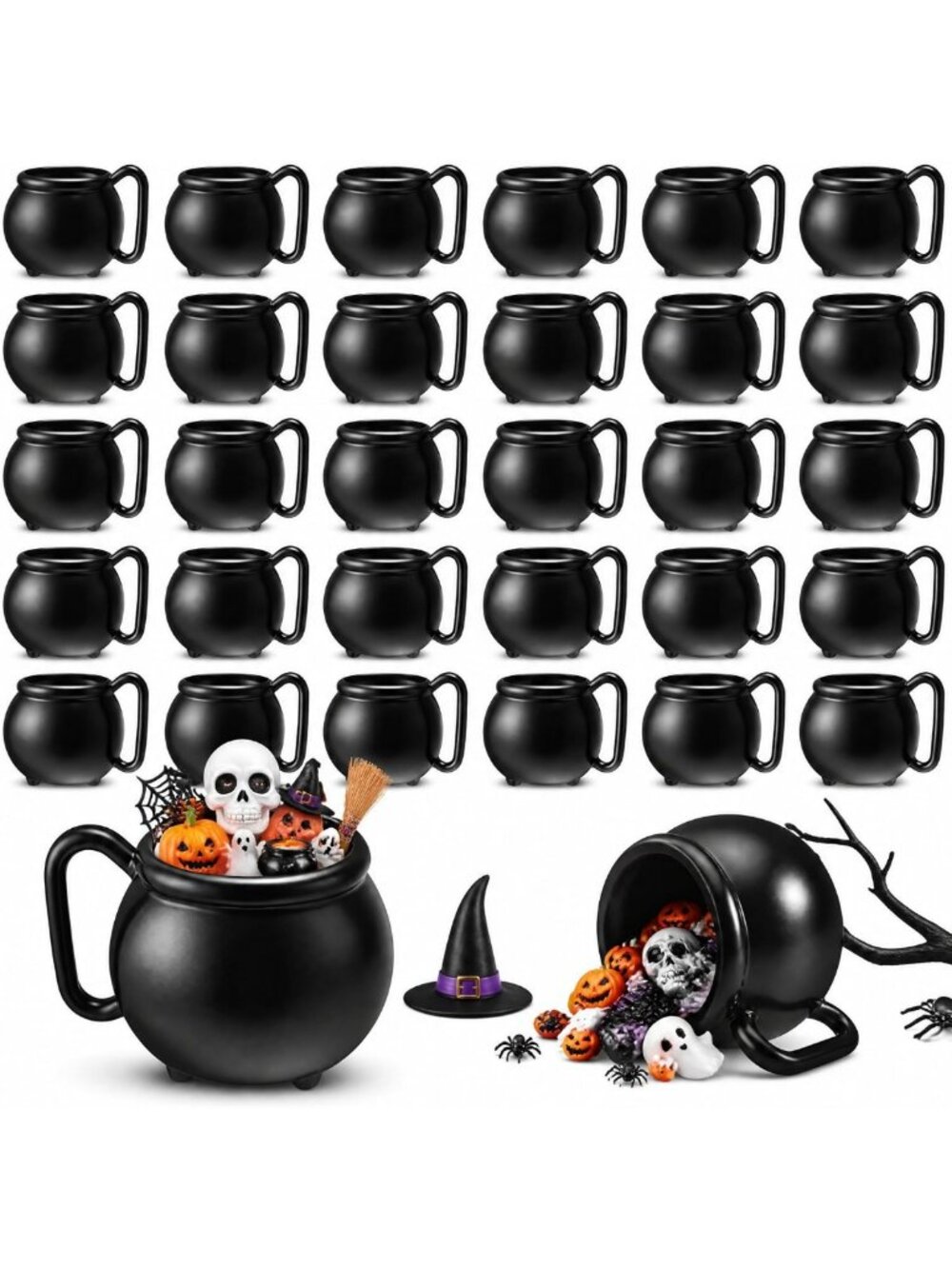 48 Pcs Halloween Cauldron Mugs - 15 oz Spooky Drinkware for Parties & Decor